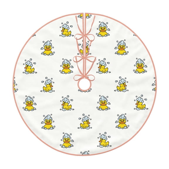 Rateoe Rubber Duck Showe Pattern Christmas Tree Skirt with Ties, Christmas Tree Decorations, Farmhouse Christmas Decor Xmas Holiday Decorations-48"