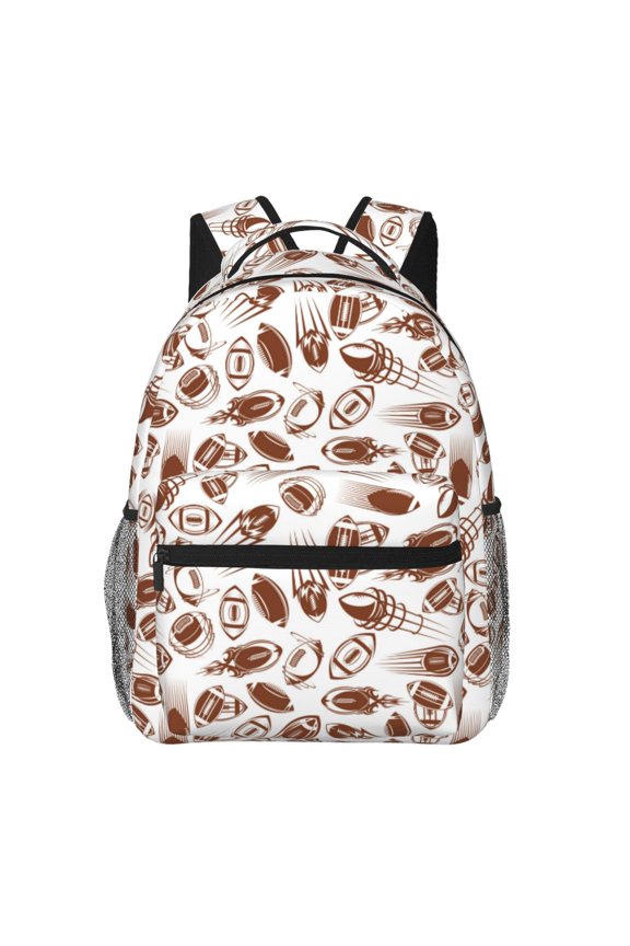 Rugby Style Pattern Casual Backpack for School, Work, Travel Adjustable Straps, Multiple Compartments Ergonomic Design, Fits Laptops and Tablets