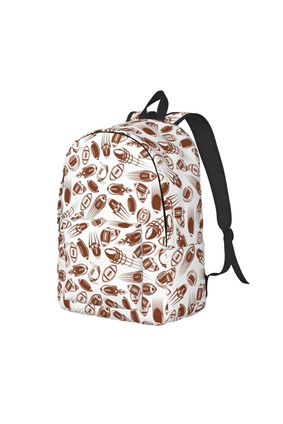 Rugby Style Pattern Durable Canvas Backpack for Men & Women – Stylish & Lightweight – Adjustable Straps, Multiple Pockets – Fits 15-17 Inch LaptopsSmall