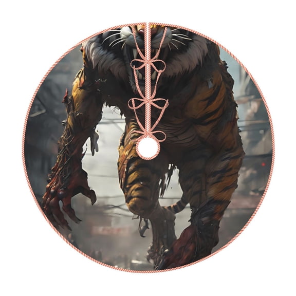 Rateoe Ruins Tiger Warrior Pattern Christmas Tree Skirt with Ties , Christmas Tree Decorations, Farmhouse Christmas Decor Xmas Holiday Decorations-36"