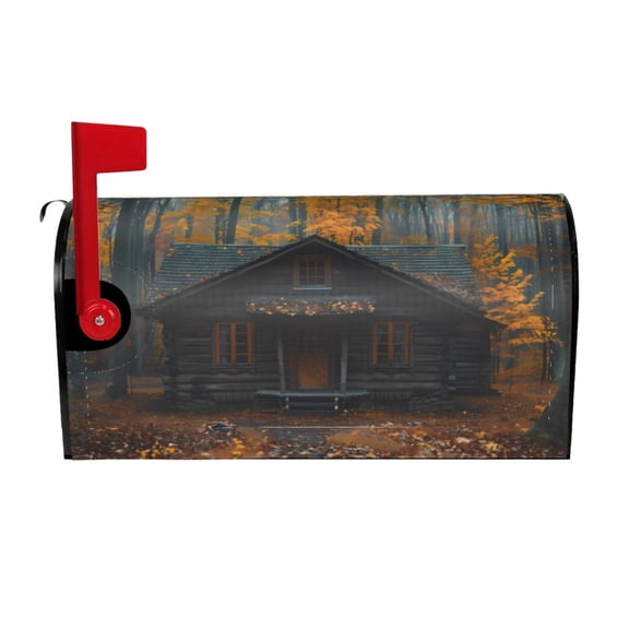 Rateoe Rustic Cabin Autumn Forest Printed Mailbox Covers - Easy to Install Fall, Winter, Spring, Summer Mailbox Cover - Weather and UV-Resistant Mailbox Decor - Mailbox Magnetic Covers-25.5x21 in