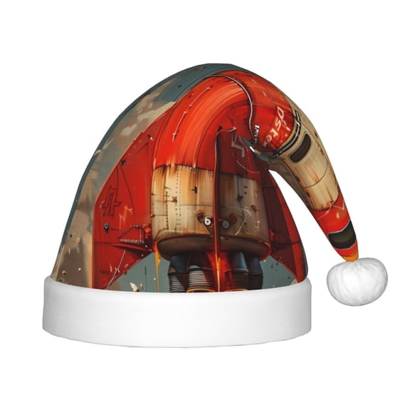 Rateoe Rusty Rocket Launch Santa Hat Confortable Christmas Hat for Christmas Party Favors Fit for Kids