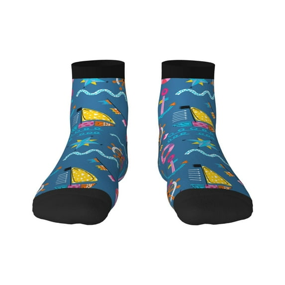 Rateoe Sailboat With Sailing Pattern Quarter Crew Socks,Toe Seamed Ankle Socks,Cotton Cushioned Breathable Athletic Crew Sports Socks