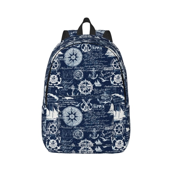 Rateoe Sailing Cruises Nautical Pattern Canvas College Laptop Backpack,Travel Daypack,Durable Rucksack Travel Notebook Bag School Backpack Book Bag for Men Women-Medium