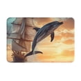 thumbnail image 1 of Rateoe Sailing Dancing Dolphin Pattern Flannel Door Mat Indoor Outdoor Entrance, Waterproof All-Weather Doormat,Fade Resistant, Low Profile Entryway Mat 16x24in, 1 of 7