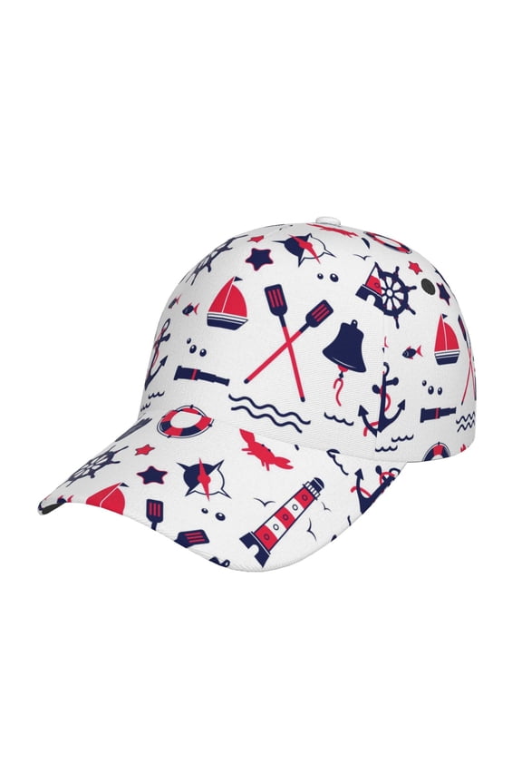 Sailing Marine Travel Pattern Baseball Cap Outdoor Cap Mountain Dad Hat - Unstructured Soft Cotton Cap-Adjustable UV Protection Cap
