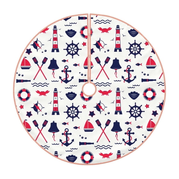 Rateoe Sailing Marine Travel Pattern Christmas Tree Skirt with Ties , Christmas Tree Decorations, Farmhouse Christmas Decor Xmas Holiday Decorations-48"