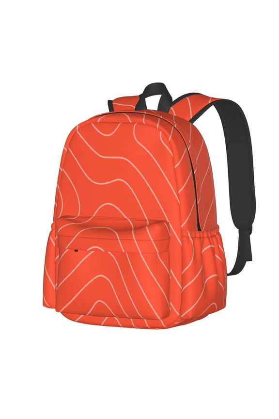 Salmon Fish Meat Pattern Student Backpack,Backpack for School,Lightweight Bag,Travel Backpack,Outdoor Backpack,Large Capacity Backpack