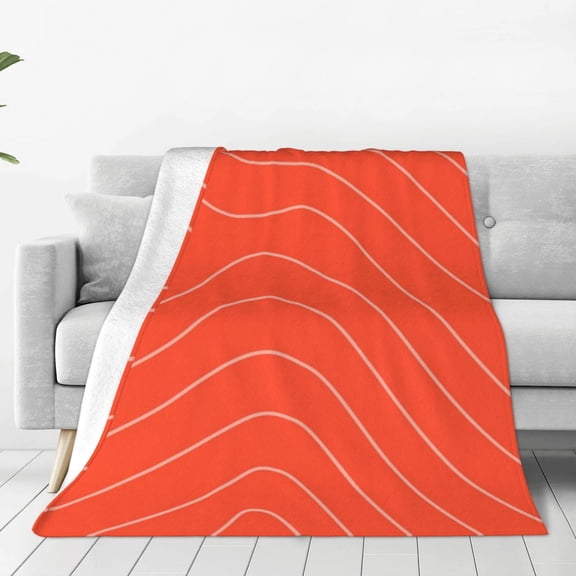 Rateoe Salmon Fish Meat Print Fuzzy Fleece Throw Blanket Extra Large,Super Soft,Fluffy and Warm Blankets for Couch,Bed,All Season Use ()