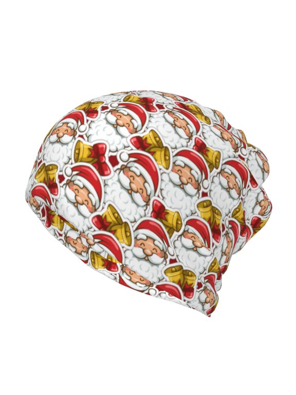 Santa Claus bells Cotton Slouchy Beanie Hat for Men/Women,Lightweight Oversize Large Thin Skull Cap Night Sleeping Cap