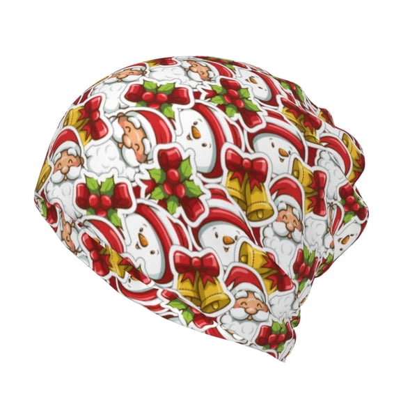 Rateoe Santa Claus bells Snowman Cotton Slouchy Beanie Hat for Men/Women,Lightweight Oversize Large Thin Skull Cap Night Sleeping Cap