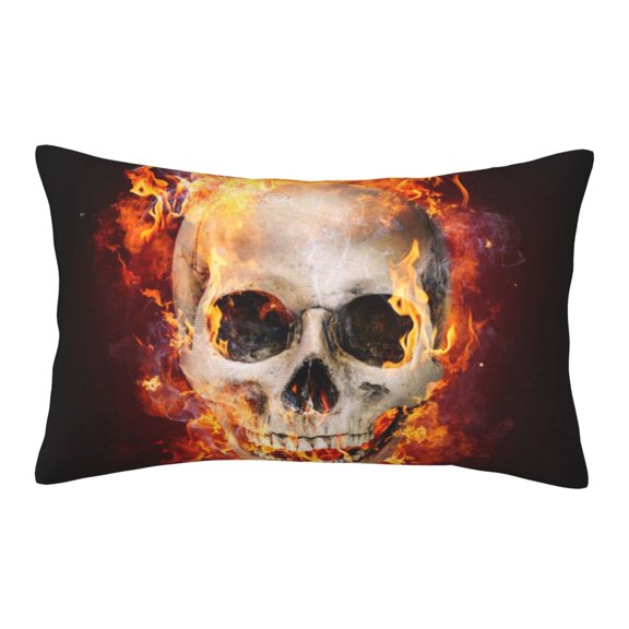 Rateoe Satanic Skull In Flames In The Darkness Pattern Pillow Covers with Invisible Zipper(Pillows are not Included) Standard Pillowcases-14"x20"
