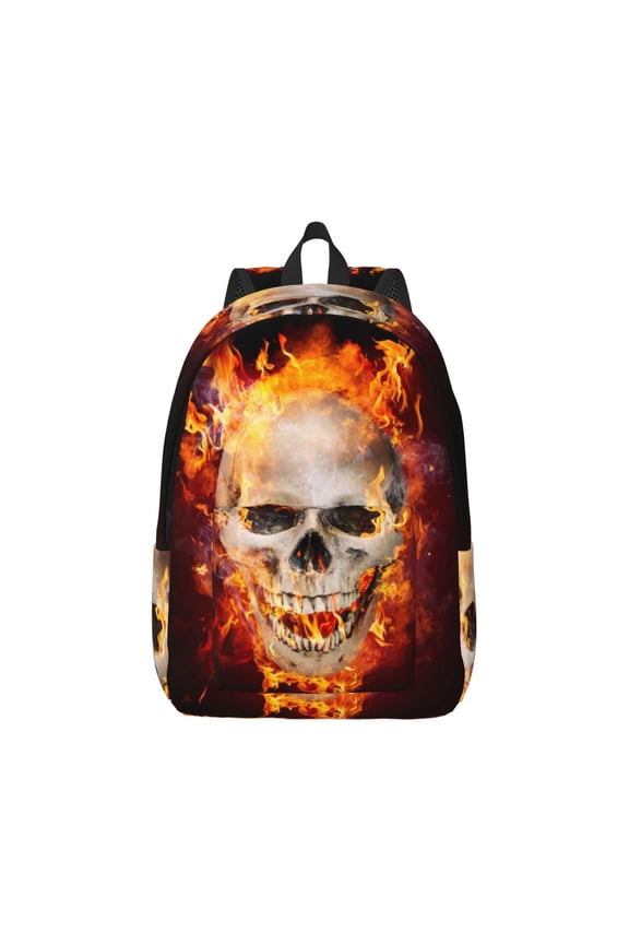 Satanic Skull Pattern Canvas College Laptop Backpack,Travel Daypack,Durable Rucksack Travel Notebook Bag School Backpack Book Bag for Men Women-Medium