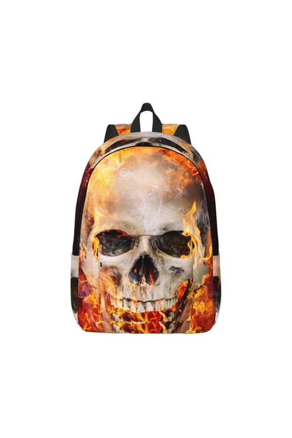 Satanic Skull Pattern Canvas College Laptop Backpack,Travel Daypack,Durable Rucksack Travel Notebook Bag School Backpack Book Bag for Men Women-Medium