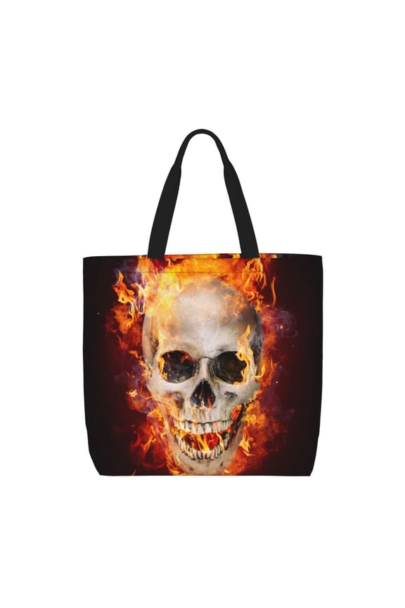 Satanic Skull Print Lightweight Tote Bag for Women, Water-Resistant Shoulder Bag with Zipper, Spacious Casual Handbag for Work, School, Shopping