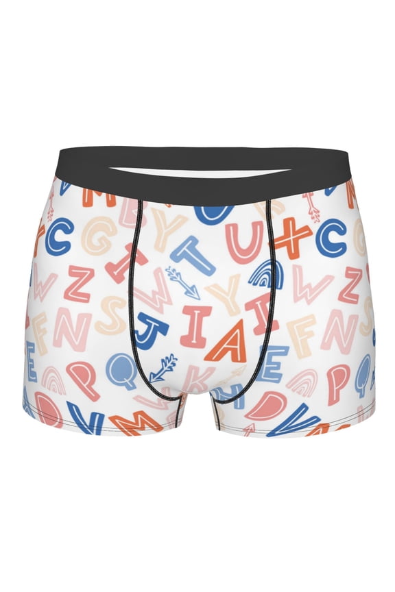 Scandinavian Alphabet Mens Boxer Briefs Poly Spandex Performance Boxer Briefs Underwear Hem Boxer Briefs - X-Large