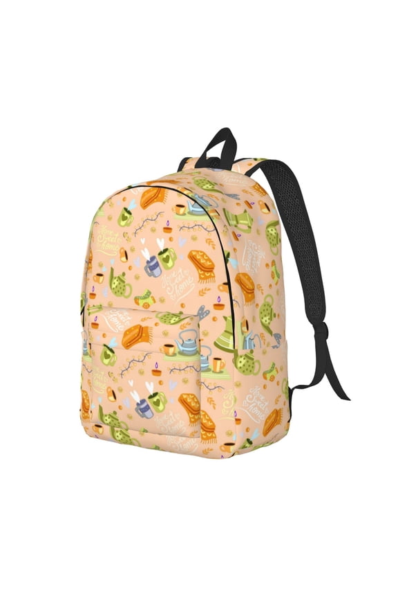 Scandinavian Style Hygge Pattern Durable Canvas Backpack for Men & Women – Stylish & Lightweight – Adjustable Straps, Multiple Pockets – Fits 15-17 Inch LaptopsSmall