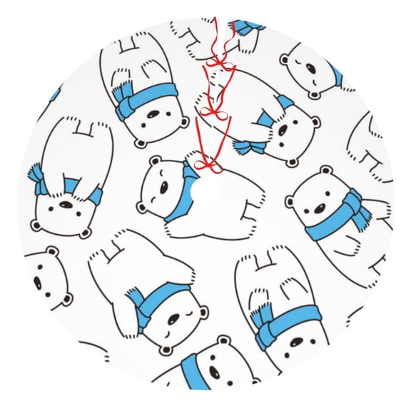 Rateoe Scarf Bear Print Christmas Tree Skirt 30" for Xmas Holiday New Year Party Circle Tree Mat Ornaments Decoration