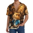 thumbnail image 1 of Rateoe Scientist Guinea Pig Print Mens Front Pocket Hawaiian Shirts Casual Shirts Short Sleeve Button Down Beach Tropical Shirts-Medium, 1 of 5