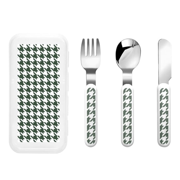 Rateoe Scottish Checkered for Stainless Steel Kids Silverware Set - Child and Toddler Safe Flatware - Children's Knife, Fork And Spoon Set