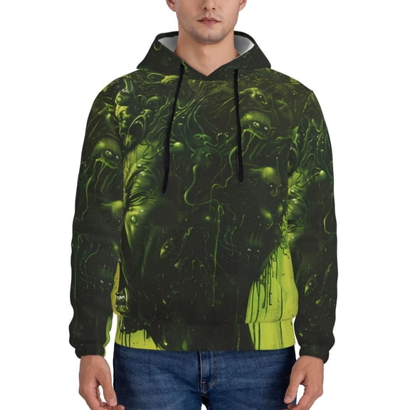 Rateoe Screaming Horror Art Pattern Mens Hoodie, Pullover Hooded Sweatshirt, Kangaroo Pocket Hoodie Ideal for Daily Wear, Travel and Home-3X-Large