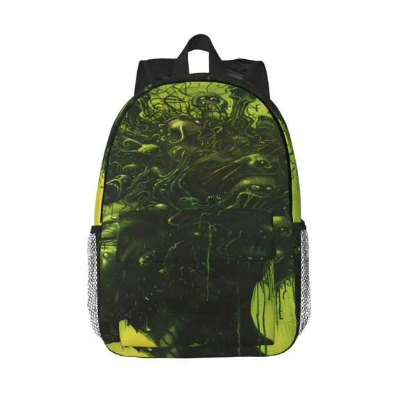 Rateoe Screaming Horror Art Pattern Student Backpack Water-resistant Backpack 15-inch Laptop Backpack Lightweight Adjustable School Backpack