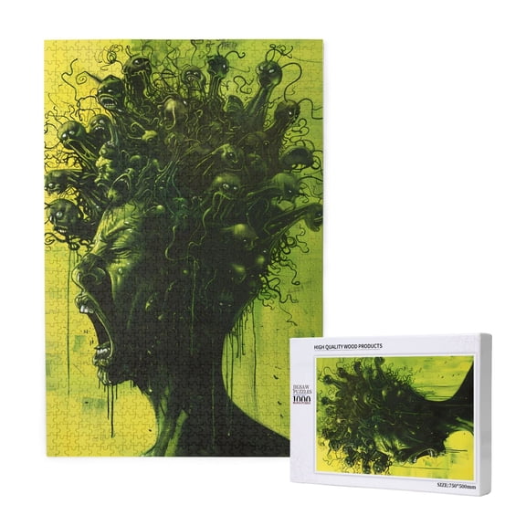 Rateoe Screaming Horror Art Pattern Wooden Picture Puzzle ,1000 Piece Jigsaw Puzzle ,Family Fun Puzzle, Home Décor Puzzle, Gift Puzzle(Vertical style)