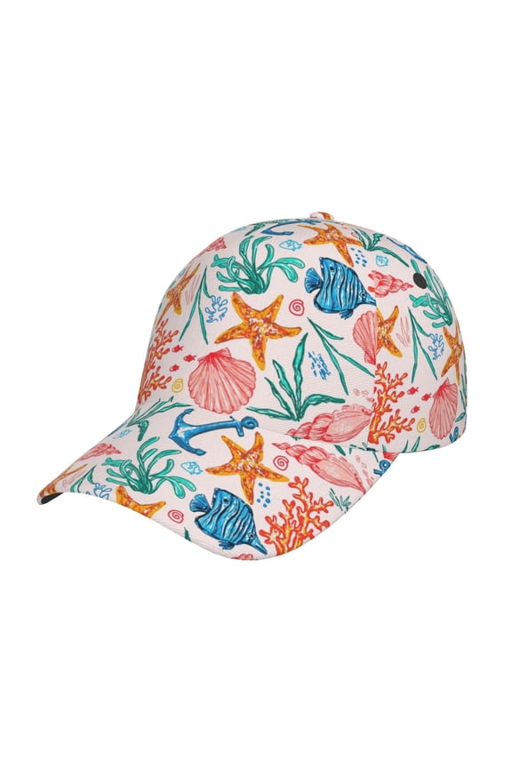 Sea Creatures Pattern Baseball Cap Outdoor Cap Mountain Dad Hat - Unstructured Soft Cotton Cap-Adjustable UV Protection Cap