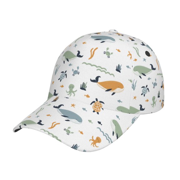 Rateoe Sea Creatures Pattern Men’s Baseball Cap – Adjustable Curved Brim Hat, Soft Cotton Sports Cap for Outdoor, Casual, and Everyday Wear, Comfortable & Breathable