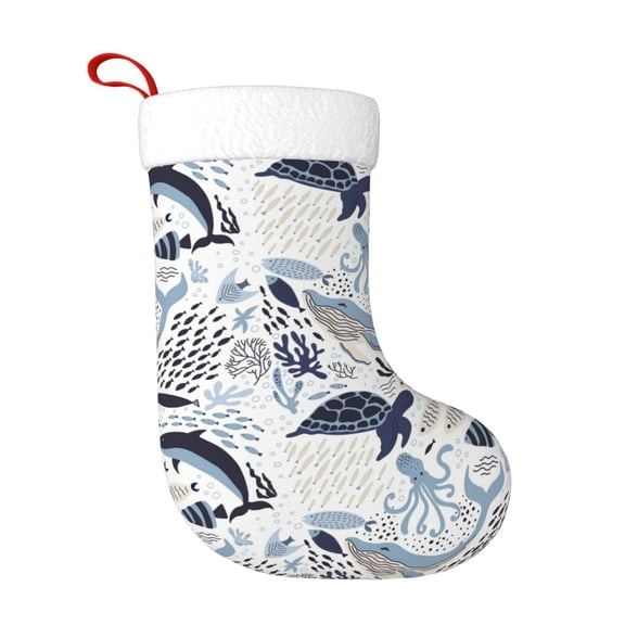 Rateoe Sea Life Elements Print Christmas Stockings,18 Inch Large Christmas Stockings Decoration Ornaments for Holiday Home Fireplace Indoors