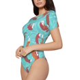 thumbnail image 1 of Rateoe Sea Otters Family In Blue Water Printed Women Rash Guard Short Sleeve,Tummy control Swimsuit Surfing Swimsuit Bathing Suit Short-sleeved Onesie UPF 50+, 1 of 6