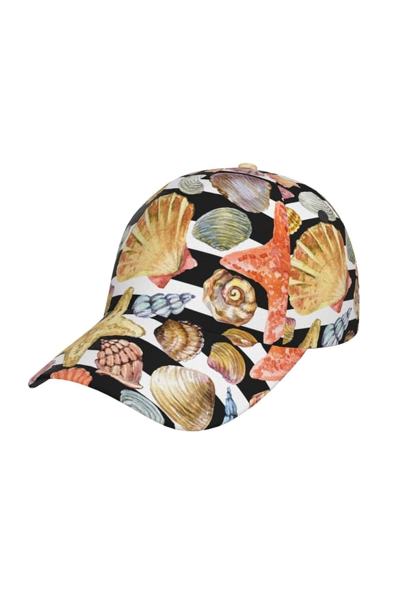 Sea Shell Pattern Mens Baseball Cap Adjustable Curved Brim Hat, Soft Cotton Sports Cap for Outdoor, Casual, and Everyday Wear, Comfortable & Breathable
