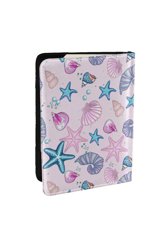 Sea Shells 3 Pattern Passport Holder Wallet Leather Mulit-purpose Travel Wallet Credit Cards Case ,Passport Cover for Women Men-6.5 in