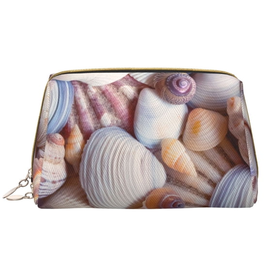Rateoe Sea Shells for Travel Makeup Bag,Large Capacity Cosmetic Bags for Women,Waterproof Portable Pouch Open Flat Toiletry Bag Make up Organizer
