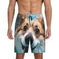 thumbnail image 1 of Rateoe Sea Swimming Corgi Print Men's Lounge Shorts – Soft & Breathable Pajama Bottoms with Pockets, Elastic Waistband, Lightweight Sleepwear for Nightwear & Loungewear-Large, 1 of 6