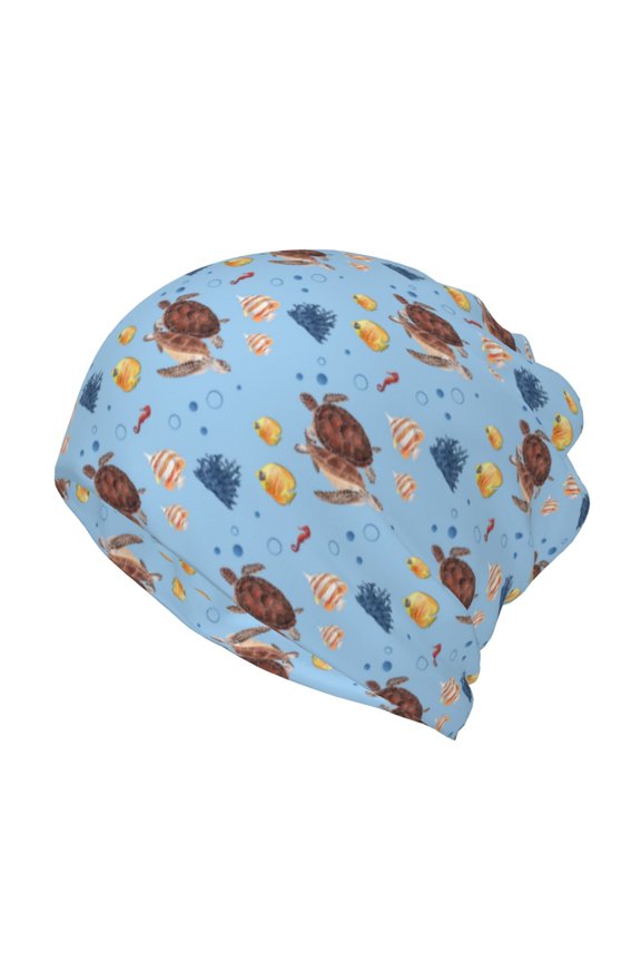 Sea Turtle Cotton Slouchy Beanie Hat for Men/Women,Lightweight Oversize Large Thin Skull Cap Night Sleeping Cap