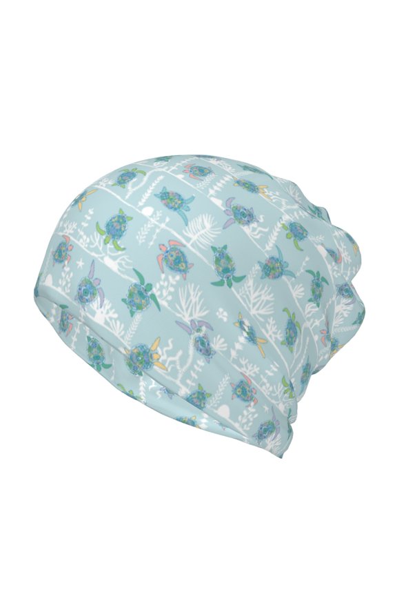 Sea Turtle Cotton Slouchy Beanie Hat for Men/Women,Lightweight Oversize Large Thin Skull Cap Night Sleeping Cap