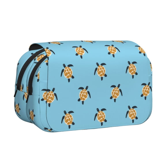 Rateoe Sea Turtle Pattern Double Clamshell Pen Case, Storage Organizer with Two Zipper Compartments– Holds Up to 50 Pencils & Pens