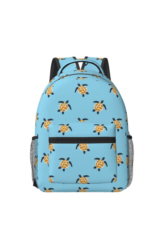 Sea Turtle Pattern Durable Student Backpack Laptop Bag- Ergonomic Design, Waterproof Twill Fabric - Ideal for School, Travel, and Outdoor Activities