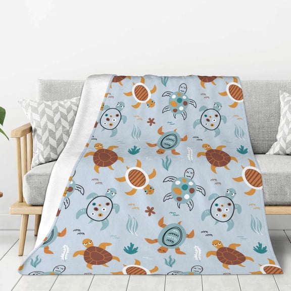 Rateoe Sea Turtle Pattern Flannel Throw Blanket, Ultra-soft Blanket for Bed, Couch, Car, Hypoallergenic Anti-pilling blanket-80"x60"(Vertical)