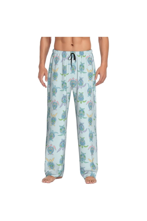 Sea Turtle Pattern Men’s Ultra-Soft Comfy Pajama Lounge Pants Sleepwear,Comfortable Lounge Wear,lightweight Pajamas, Casual Home Wear-Small