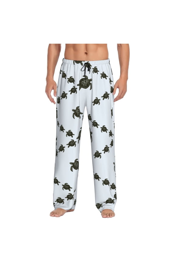 Sea Turtle Pattern Men’s Ultra-Soft Comfy Pajama Lounge Pants Sleepwear,Comfortable Lounge Wear,lightweight Pajamas, Casual Home Wear-X-Large