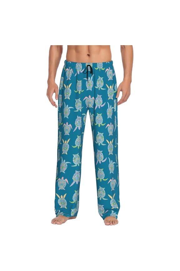 Sea Turtle Pattern Men’s Ultra-Soft Comfy Pajama Lounge Pants Sleepwear,Comfortable Lounge Wear,lightweight Pajamas, Casual Home Wear-XX-Large