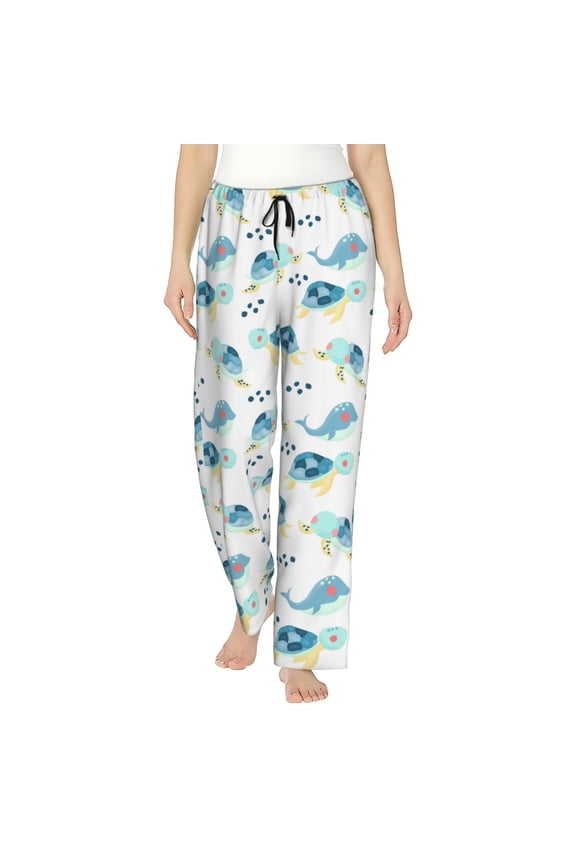 Sea Turtle Pattern Women’s Ultra-Soft Comfy Pajama Lounge Pants Sleepwear,Comfortable Lounge Wear,lightweight Pajamas, Casual Home Wear-Large