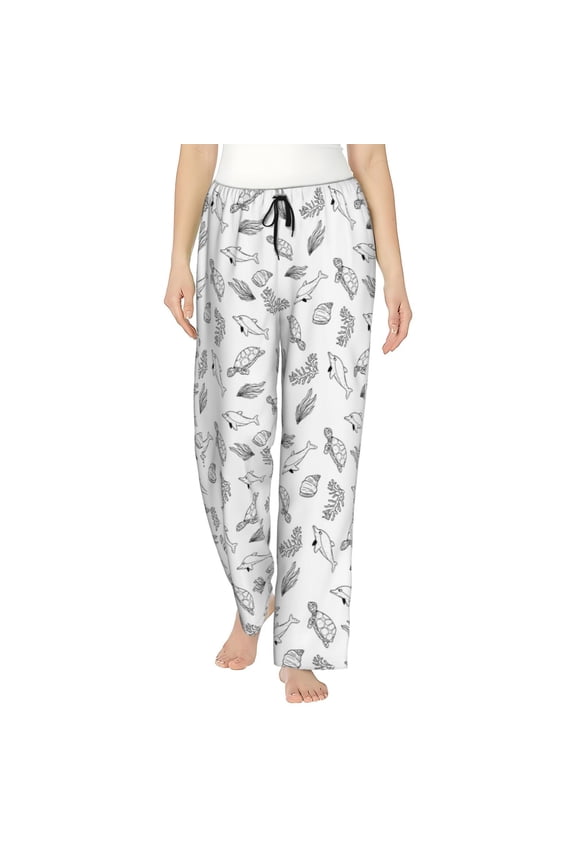 Sea Turtle Pattern Women’s Ultra-Soft Comfy Pajama Lounge Pants Sleepwear,Comfortable Lounge Wear,lightweight Pajamas, Casual Home Wear-XX-Large