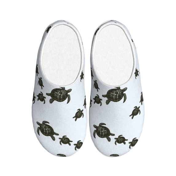 Rateoe Sea Turtle Print Women's Men's Cotton Knit Slippers Lightweight Memory Foam Indoor House Shoes with Anti-Skid Sole-37/38