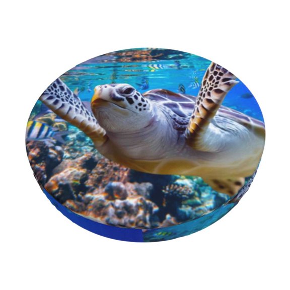Rateoe Sea Turtle Swims Pattern Round Bar Stool Seat Covers,Washable Stool Cushion Slipcover Elastic Bar Chair Covers for 12-14 Inch Chair -12 inch