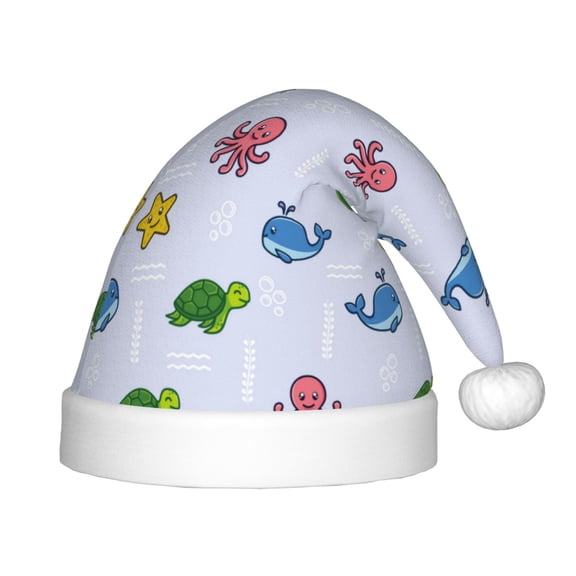 Rateoe Sea Turtle Whale Santa Hat Confortable Christmas Hat for Christmas Party Favors Fit for Kids