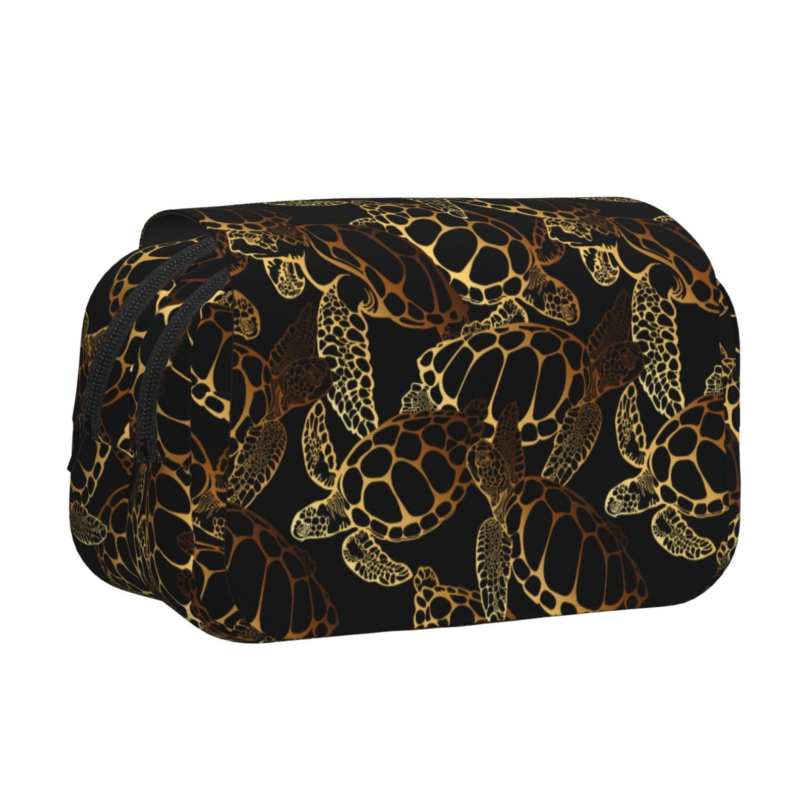 Rateoe Sea Turtle With Ocean Pattern Double Clamshell Pen Case, Storage Organizer with Two Zipper Compartments– Holds Up to 50 Pencils & Pens