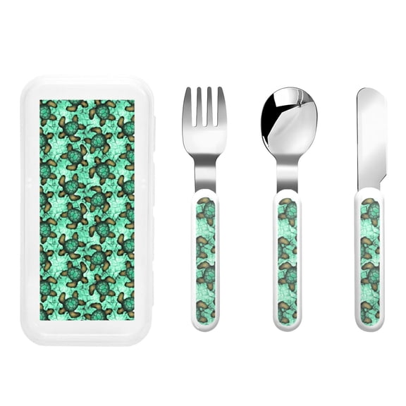 Rateoe Sea Turtle for Stainless Steel Kids Silverware Set - Child and Toddler Safe Flatware - Children's Knife, Fork And Spoon Set
